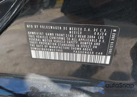 2025 Volkswagen Jetta 1.5T Se z USA, uszkodzony, nr VIN 3VWEX7BU0SM021955